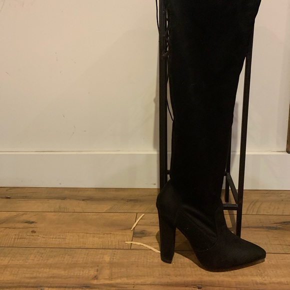 Thigh High Suede Heeled Booties: Just Fab - Picture 3 of 4